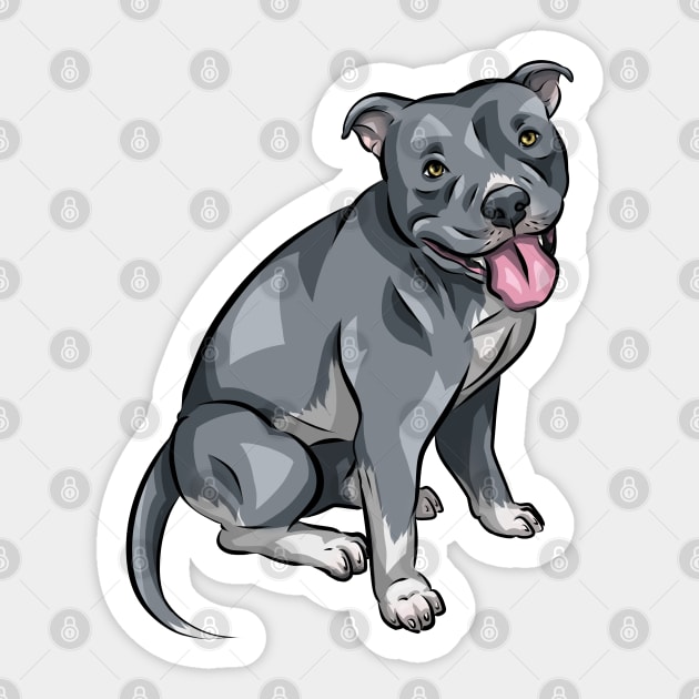 Cute Blue American Bully Dog Sticker by Shirin Illustration